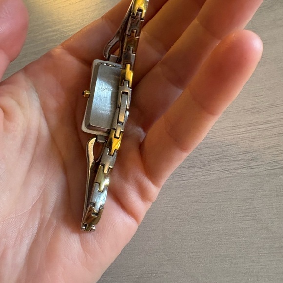Rare Romanson white and yellow 23K  Gold plated sapphire  Crystal Watch - Picture 4 of 12